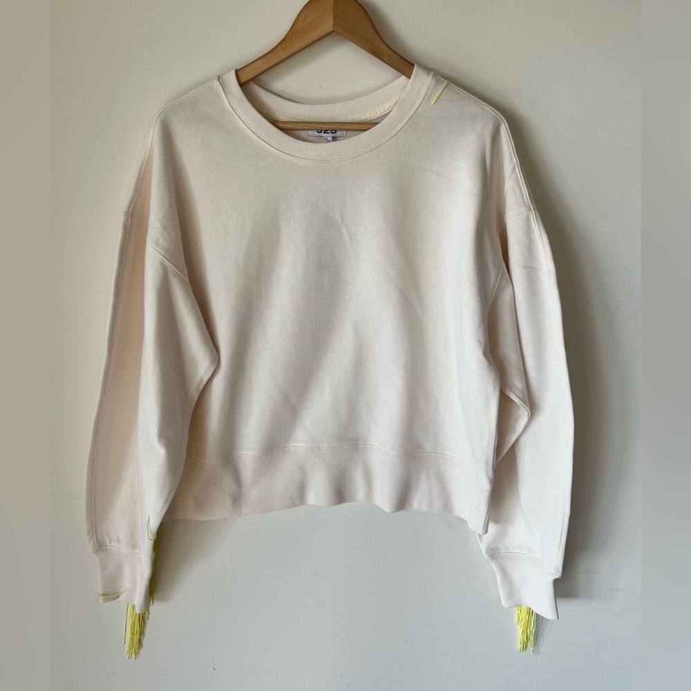 525 America Women's Ombre Fringed Sweatshirt Sweater Size Large Chalk Multi - Picture 4 of 9